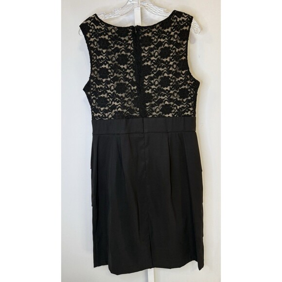 Connected Apparel Black Lace Overlay Tiered Sheath Dress Floral Rosette 12 - Picture 2 of 10